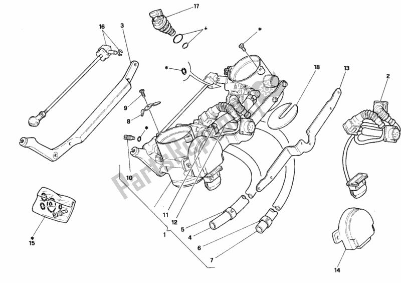 Todas as partes de Corpo Do Acelerador do Ducati Superbike 916 Senna 1996